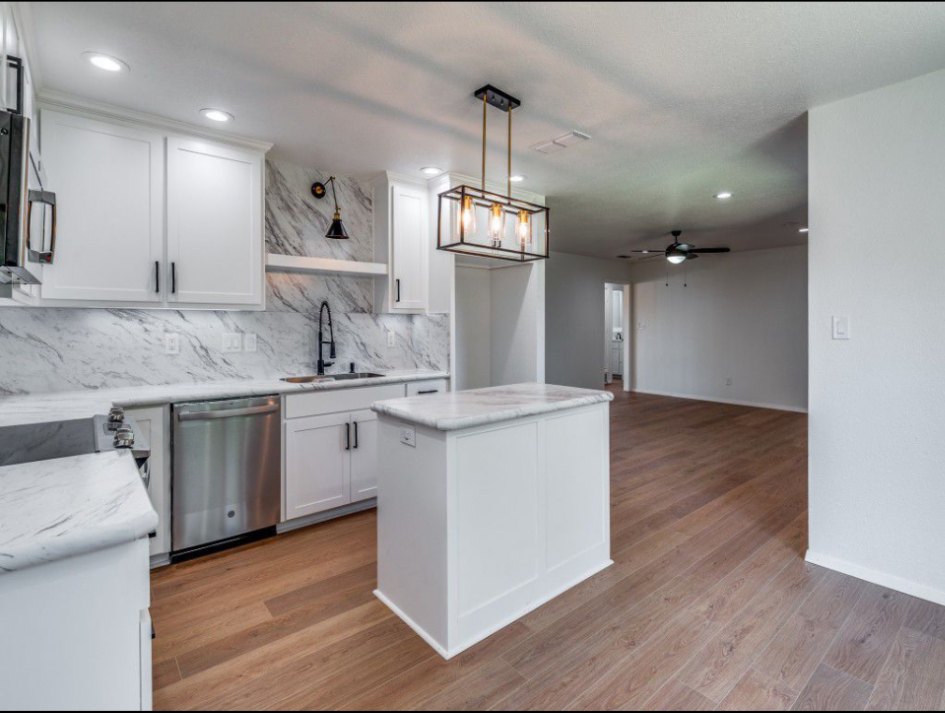 Open-concept kitchen and living space